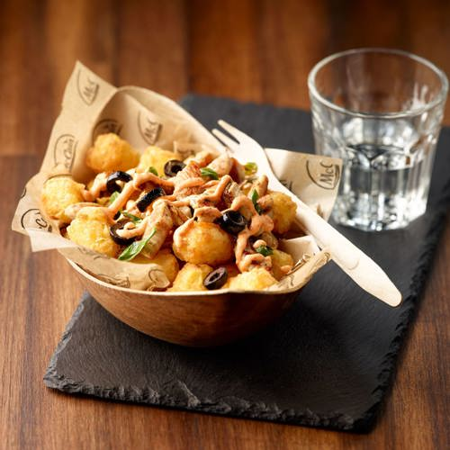 Potato Pops loaded mit Chicken ‘Mediterranean Style’