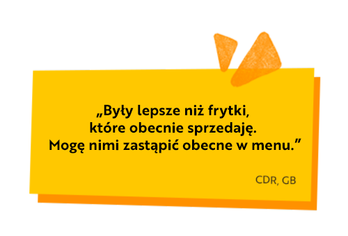 Były lepsze niż frytki, które obecnie sprzedaję. Mogę nimi zastąpić obecne w menu.