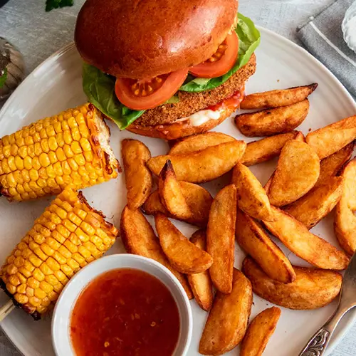 Burger Poulet et Wedges épicées