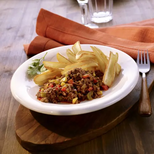 Tex-Mex-Hackpfanne mit Fry’n Dip