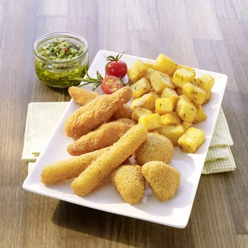 Fingerfood-Kombination “Mediterran” mit Rucola-Pesto & Paprika-Oliven Dip