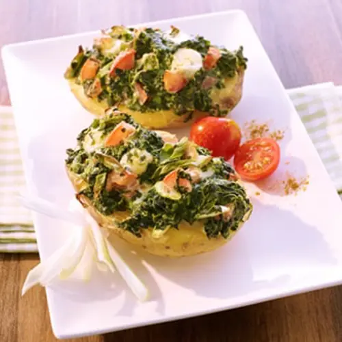 Mediterrane Ofenkartoffeln - Baked Potatoes mit Spinat und Mozzarella