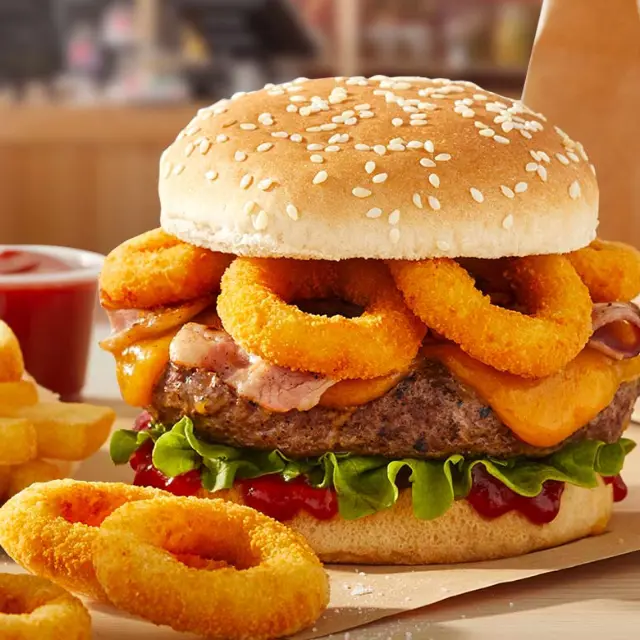 Onion rings hamburger